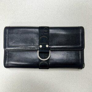 Authentic Dior Vintage Black Leather Long Wallet